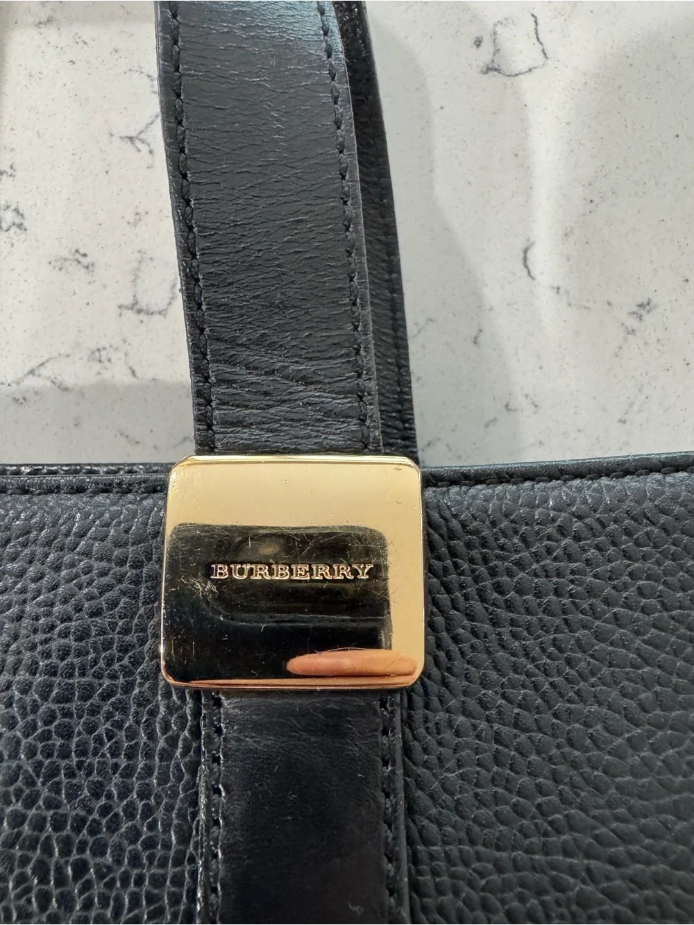 Burberry black leather